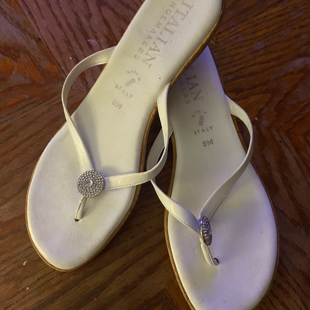 Italian shoemakers White Italian Strappy Sandals women size 9 - Picture 4 of 7